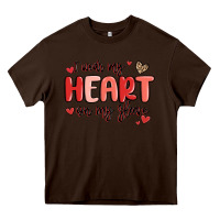 Chocolate Brown i wear my heart on my sleeve Heavy Core Tee - MaliasSmallBusiness