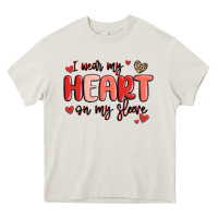 Cream i wear my heart on my sleeve Heavy Core Tee - MaliasSmallBusiness