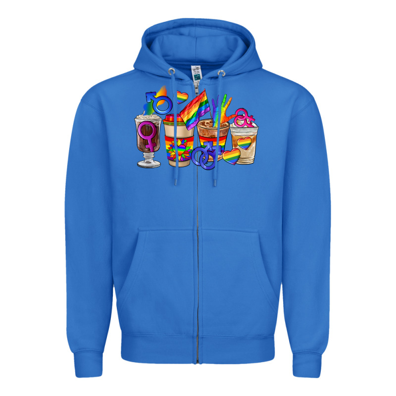 Lgbt Coffee Cups Zipper Hoodie by FaDigitalArtStudio | Teevron