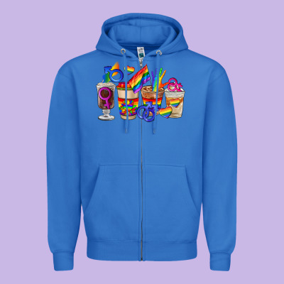 Lgbt Coffee Cups Zipper Hoodie Designed By Fadigitalartstudio