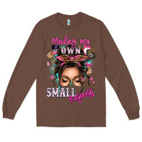 Chestnut minding my own small business messy bun Long Sleeve Tee - texasbilliewilder