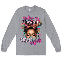 Heather Grey minding my own small business messy bun Long Sleeve Tee - texasbilliewilder