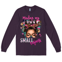 Plum minding my own small business messy bun Long Sleeve Tee - texasbilliewilder