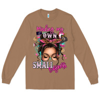 Toasted Coconut minding my own small business messy bun Long Sleeve Tee - texasbilliewilder