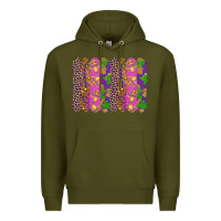 Army Green mardi gras brushstrokes Premium Hoodie - RanaPortraitStore