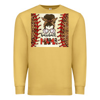 Antique Gold Baseball Mom Messy Bun Premium Sweatshirt - CowhideDigitalArt