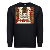 Black Baseball Mom Messy Bun Premium Sweatshirt - CowhideDigitalArt