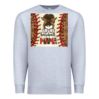 Heather Grey Baseball Mom Messy Bun Premium Sweatshirt - CowhideDigitalArt