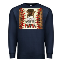 Navy Baseball Mom Messy Bun Premium Sweatshirt - CowhideDigitalArt
