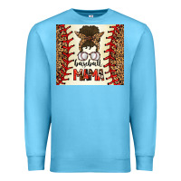 Ocean Blue Baseball Mom Messy Bun Premium Sweatshirt - CowhideDigitalArt