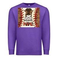 Purple Baseball Mom Messy Bun Premium Sweatshirt - CowhideDigitalArt