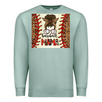 Seafoam Baseball Mom Messy Bun Premium Sweatshirt - CowhideDigitalArt