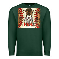 Sports Green Baseball Mom Messy Bun Premium Sweatshirt - CowhideDigitalArt