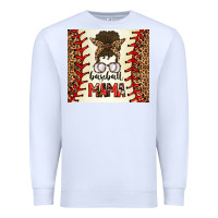 White Baseball Mom Messy Bun Premium Sweatshirt - CowhideDigitalArt