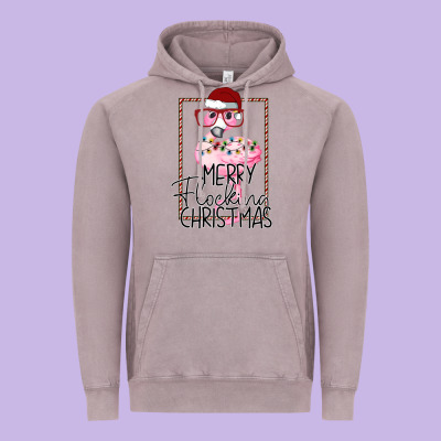 Merryy Flocking Christmas Flamingo Vintage Hoodie Designed By Bettercallsaul