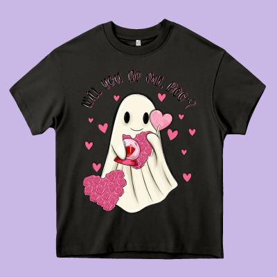 Will You Be My Boo Heavy Core Tee Designed By Maliassmallbusiness