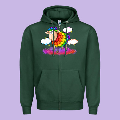 Rainbow Sheep Pride Zipper Hoodie Designed By Fadigitalartstudio