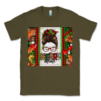 Army Green Christmas merry mama messy bun Classic Tee - Jasminsmagicworld