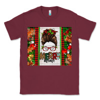Burgundy Christmas merry mama messy bun Classic Tee - Jasminsmagicworld