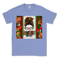 Colony Blue Christmas merry mama messy bun Classic Tee - Jasminsmagicworld