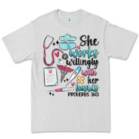 Dove Grey she works willingly with her hands Premium Tee - MaliasSmallBusiness