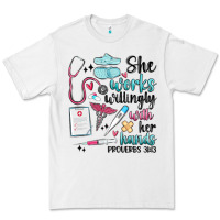 White she works willingly with her hands Premium Tee - MaliasSmallBusiness