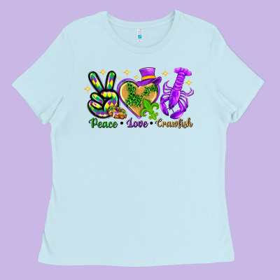 Peace Love Crawfish Ladies Tee Designed By Nancycooperartshop
