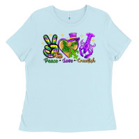 Baby Blue peace love crawfish Ladies Tee - NancyCooperArtShop