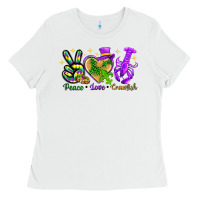 White peace love crawfish Ladies Tee - NancyCooperArtShop
