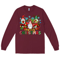 Burgundy merry christmas gnome truck Long Sleeve Tee - texasbilliewilder