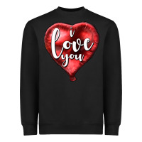Black I love you heart balloon Valentine's Day Heavyweight Sweatshirt - HowdyJamesFarm