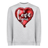 Heather Grey I love you heart balloon Valentine's Day Heavyweight Sweatshirt - HowdyJamesFarm