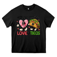 Black all you need is love and tacos Heavy Core Tee - MaliasSmallBusiness