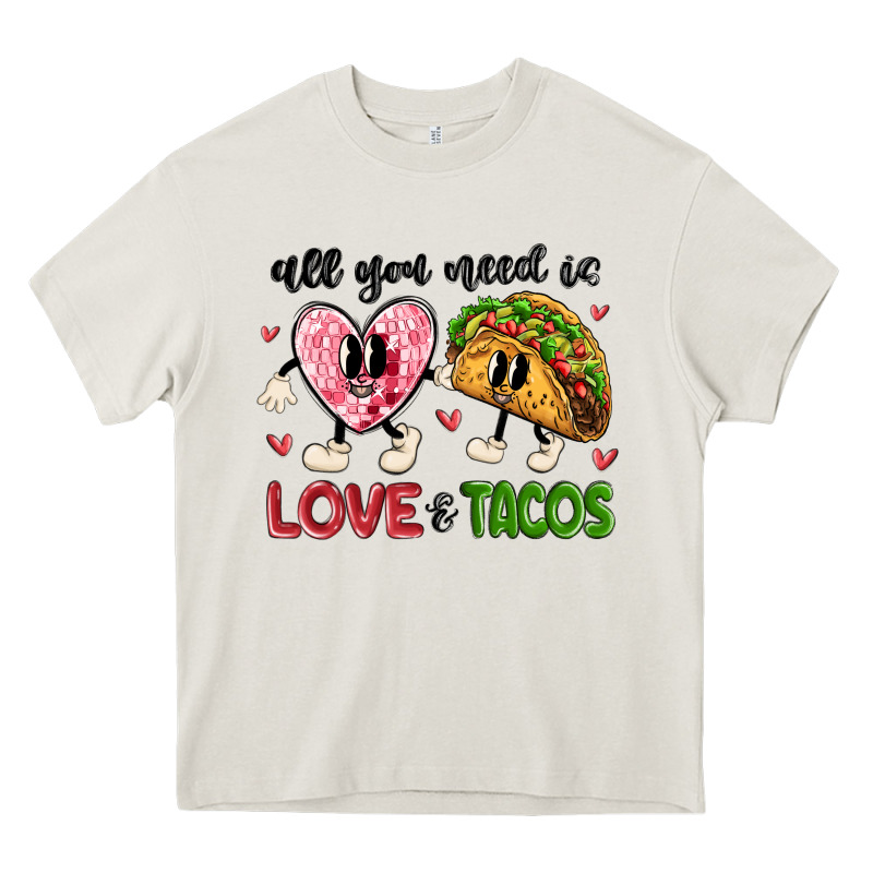 All You Need Is Love And Tacos Heavy Core Tee by MaliasSmallBusiness | Teevron