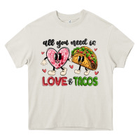Cream all you need is love and tacos Heavy Core Tee - MaliasSmallBusiness