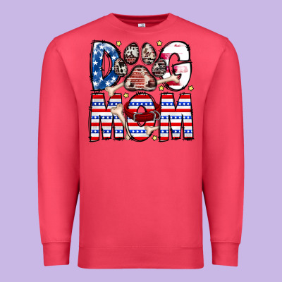 American Dog Mom Premium Sweatshirt Designed By Cowhidedigitalart