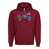 Burgundy Western Truck Fourth Of July Zipper Hoodie - FaDigitalArtStudio