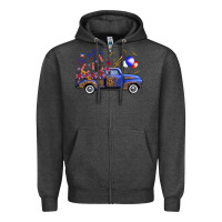Charcoal Heather Western Truck Fourth Of July Zipper Hoodie - FaDigitalArtStudio