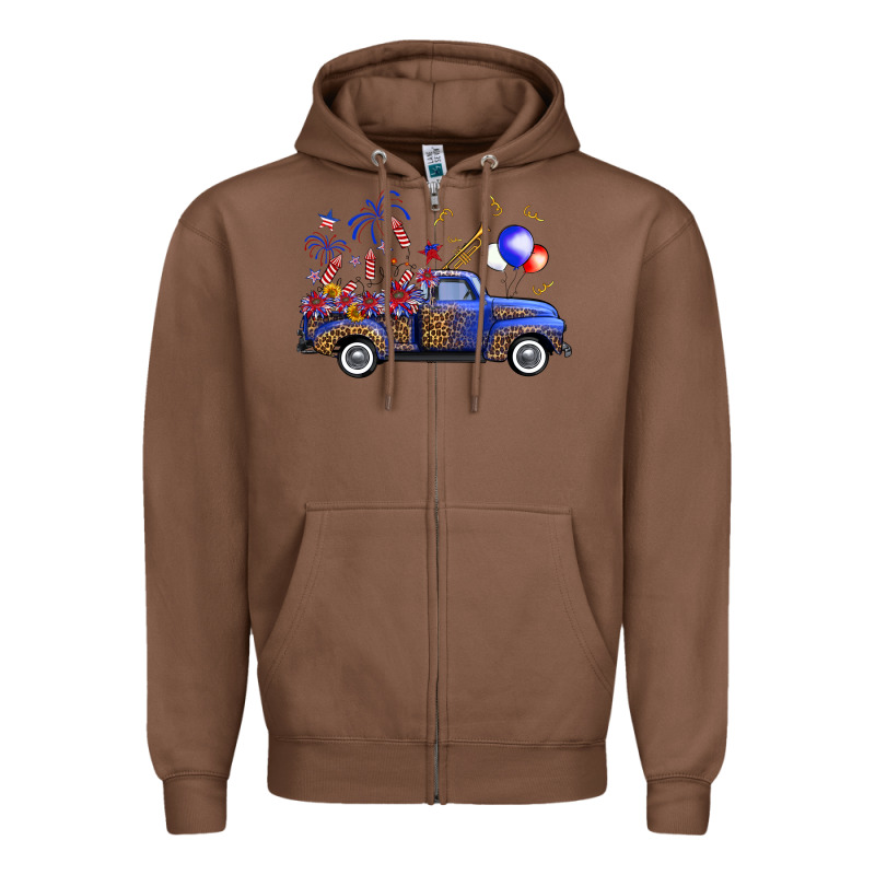 Western Truck Fourth Of July Zipper Hoodie by FaDigitalArtStudio | Teevron