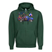 Sports Green Western Truck Fourth Of July Zipper Hoodie - FaDigitalArtStudio