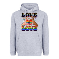 Heather Grey love is love lgbtq pride hands Heavyweight Hoodie - LillyAllenDesigns