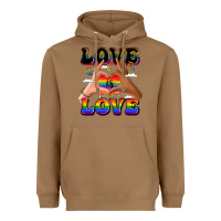 Toasted Coconut love is love lgbtq pride hands Heavyweight Hoodie - LillyAllenDesigns