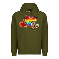 Army Green Pride hearts Premium Hoodie - FaDigitalArtStudio