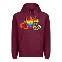 Burgundy Pride hearts Premium Hoodie - FaDigitalArtStudio