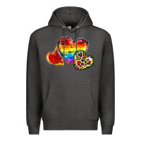 Charcoal Heather Pride hearts Premium Hoodie - FaDigitalArtStudio