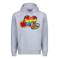 Heather Grey Pride hearts Premium Hoodie - FaDigitalArtStudio