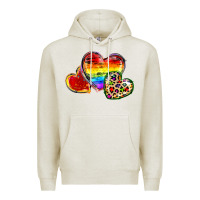 Oatmeal Heather Pride hearts Premium Hoodie - FaDigitalArtStudio