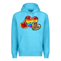 Ocean Blue Pride hearts Premium Hoodie - FaDigitalArtStudio
