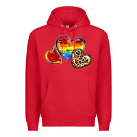 Red Pride hearts Premium Hoodie - FaDigitalArtStudio