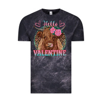 Cloud Black hello valentine highland cow Vintage Tee - RanaPortraitStore